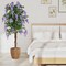 5.5 ft Artificial Wisteria Tree with Purple Flowers and Realistic Leaves Moss and Solid Wood Pot